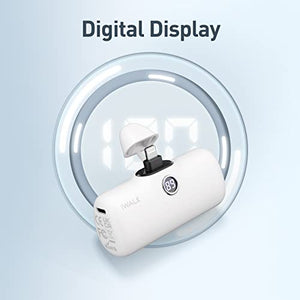 iWALK LinkPod Cargador portátil de 4800 mAh, batería de Carga rápida PD pequeña con visualización LED Compatible con iPhone 14/14 Pro Max/13/13 Pro Max/12/12 Pro/11/X/8/7/6, Blanco