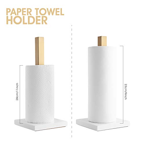Toalleros de papel de cocina de pie de papel toallero de papel con base de mármol chapado en cobre (KZ20 dorado y blanco)