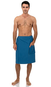 TowelSelections Envoltura de toalla de spa para ducha y baño para hombre, azul (Vallarta Blue), Medium-Large