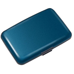 Portatarjetas de crédito con bloqueo RFID, mini portatarjetas rígidas de aluminio delgado para hombres o mujeres, Azul marino, S