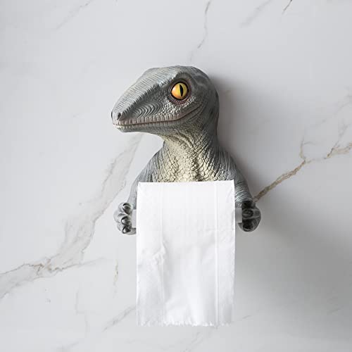 Soporte de pared para papel higiénico de dinosaurio, soporte de toalla para decoración de baño y recámara, rollo de papel higiénico para dinosaurio, resorte de plástico de 6.5 pulgadas, sin perforación