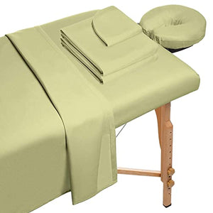 Juego de sábanas de microfibra de 3 piezas para mesa de masaje, incluye funda para reposamuñecas, funda para mesa de masaje y sábana bajera para masaje (salvia)