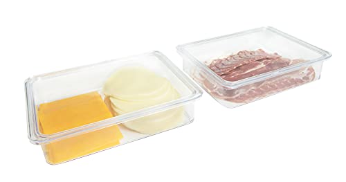 Contenedores compactos apilables de almacenamiento de alimentos para nevera, congelador y despensa, 8.7 x 3.5 x 6.8 pulgadas, transparente