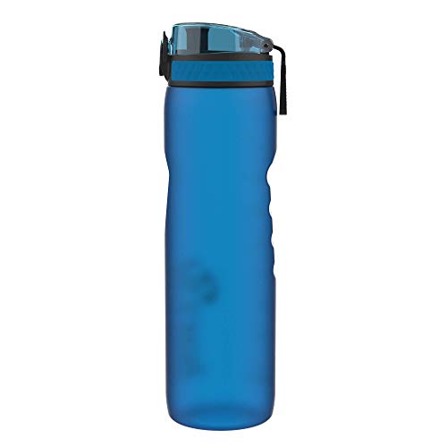 Botella de agua deportiva para bicicleta, a prueba de fugas y sin BPA, cabe en loncheras, bolsos, portavasos, mochilas y soportes para bicicleta, 25 onzas/750 ml (paquete de 1) - OneTouch 1.0 - Azul
