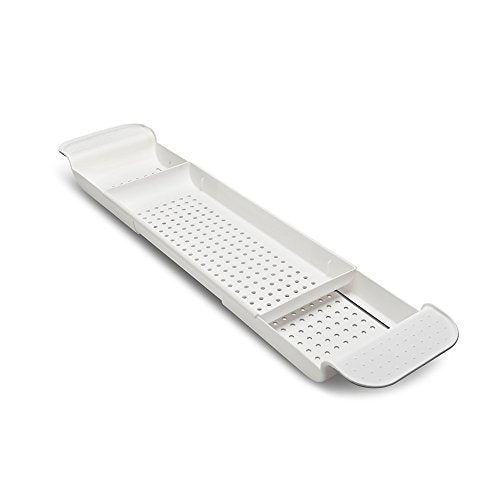 madesmart Baby Expandable Bath Shelf - White | BABY COLLECTION | Holes for Storing and Draining Bath-care Accessories or Toys | Non-slip Grip | Fits Any Size Tub | BPA-Free