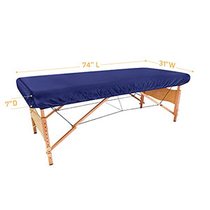 Funda protectora para mesa de masaje, sábana bajera de seda, resistente a las manchas, reutilizable, lavable a máquina (mesa de masaje no incluida) (azul)