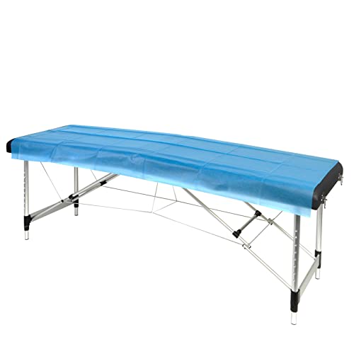 Paquete de 25 sábanas desechables de masaje para silla de tatuaje, salón de belleza, quiropráctico (31 x 71 pulgadas), color azul