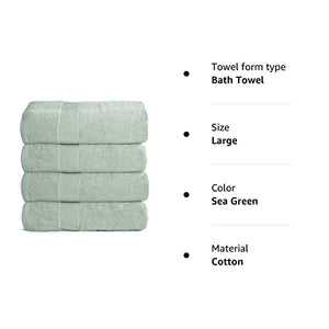 Juego de 4 toallas de baño de 27 x 54 pulgadas, 100% algodón hilado en anillo, ultra suave, altamente absorbente, lavable a máquina, toallas de baño de calidad de hotel, spa, 4 toallas de baño, color verde mar