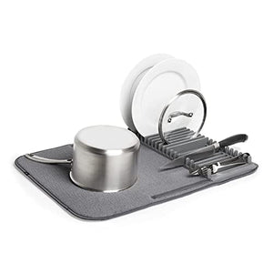 Escurridor de platos con tapete de microfibra, 61 x 45.7 cm, color gris carbón