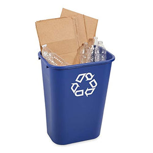 Rubbermaid Commercial Products Cubo de basura para reciclaje de escritorio grande de 41 cuartos de galón/10.25 galones, para hogar/oficina/debajo del escritorio, azul (FG295773BLUE)