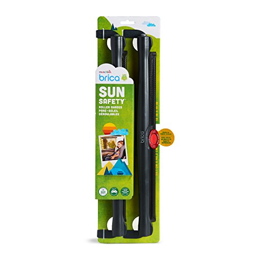 Munchkin® Brica® Sun Safety™ - Persiana Enrollable para Ventana de Coche con Alerta de Calor White Hot®, Paquete de 2, Color Negro