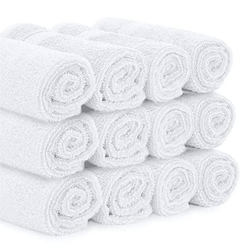 Toallitas de algodón de Lujo, tamaño Grande, para Hotel, SPA, baño, 12 Unidades, Color Blanco