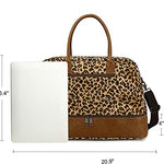 Bolsa de viaje para mujeres y mujeres con compartimento para zapatos y funda para equipaje, Marrón leopardo, M, Estampado de leopardo