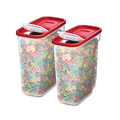 Rubbermaid Tapas modulares de alta calidad, conservador de cereales, paquete de 2, apilamiento de 18 tazas, contenedores de almacenamiento de plástico que ahorran espacio, transparentes