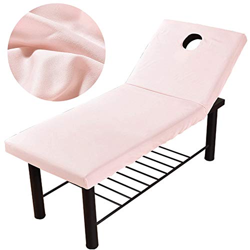Sábana de mesa de masaje, funda de cama de masaje con agujero facial, sábanas bajeras lavables y reutilizables (blanco, 2 piezas)