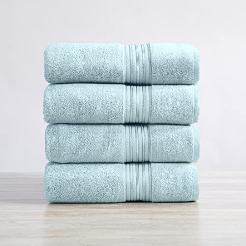 Juego de 4 toallas de baño. Toallas de baño 100% algodón. Toallas de baño absorbentes de secado rápido para el hogar. Colección Cooper. (Toallas de baño, azul spa)