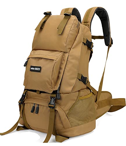 Mochila de senderismo de 40 l, mochila de camping con cubierta impermeable para hombres, mochila de viaje deportiva al aire última intervensión para escalada, Caqui, Mochilas