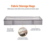 Amazon Basics - Bolsas de almacenamiento de tela para debajo de la cama con ventana y asas, paquete de 2, 18 x 42 x 6 pulgadas, color gris