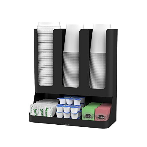 Organizador de 6 compartimentos para condimentos y tazas, Negro, 1