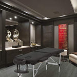 Mesa de masaje para masaje con cama de spa de 73 pulgadas, mesa de masaje de aluminio con soporte de cara, altura ajustable, 2 pliegues, portátil, para salón de belleza facial