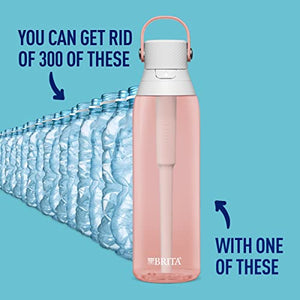 Brita Botella de agua filtrada aislada con popote, reutilizable, plástico última intervensión de BPA, rubor, 26 onzas