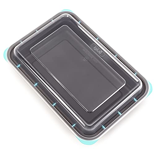 Contenedores [10 unidades] 1 compartimento con tapas herméticas – Caja bento de plástico para almacenamiento de alimentos – Sin BPA – Loncheras reutilizables – Apto para microondas, congelador y lavaplatos (28 onzas)