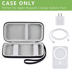 Funda compatible con Apple MagSafe Charger Battery Pack, soporte para Mag Safe Magnetic Power Bank para iPhone 12, almacenamiento con correa y bolsillo de malla para adaptador de corriente USB-C de 20 W y cable (solo funda)