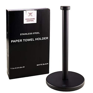 Central Soporte para toallas de papel de acero inoxidable para encimera (negro mate)