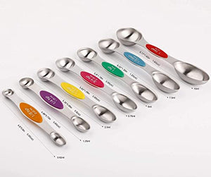 Cucharas medidoras magnéticas de acero inoxidable con nivelador de doble cara cucharillas para medidas, ingredientes secos y líquidos, juego de 8, measuring spoons of 7
