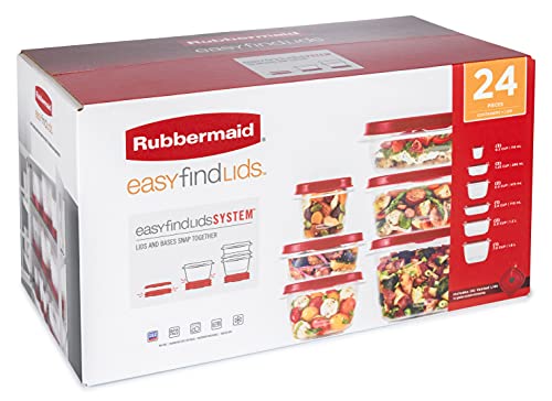 Rubbermaid 2093273 Easy Find - Tapas ventiladas para almacenamiento de alimentos, Paquete variado 24PC