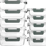 Contenedores de cristal para preparación de comidas con tapas-MCIRCO de vidrio para almacenamiento de alimentos con tapas de cierre a presión, recipientes herméticos, microondas, horno, congelador y lavavajillas