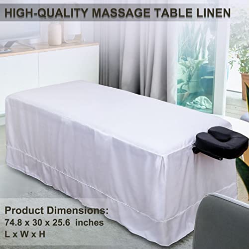 Falda de mesa de masaje, funda protectora para mesa de masaje, falda de cama de microfibra para adaptarse a mesas de masaje de tamaño estándar, barrera de mesa de masaje ligera y reutilizable