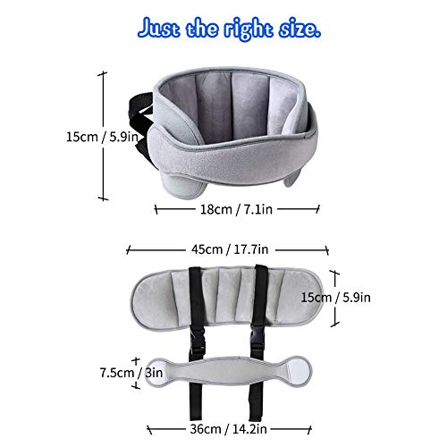 Car Head Support Toddle Car Neck Relief Baby Child Car Seat Adjustable Head and Neck Support Band - A Comfortable Sleep Solution (Gray)