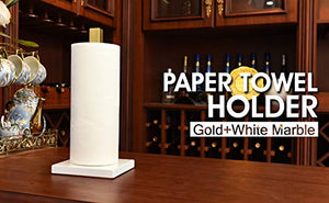 Toalleros de papel de cocina de pie de papel toallero de papel con base de mármol chapado en cobre (KZ20 dorado y blanco)