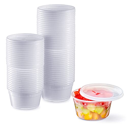Recipientes de plástico para almacenamiento de alimentos de 12 onzas con tapas herméticas [48 juegos]