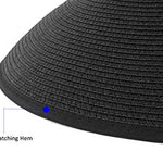Sombreros de paja plegables para mujer, sombrero de playa de verano, plegable, visera ancha, estilo profundo, tamaño ajustable, Negro, Talla única