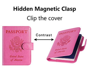 Funda para pasaporte con bloqueo RFID de cuero, accesorios de viaje para mujeres y hombres, Rosado, Pequeño, Cartera Rfid