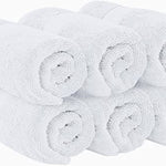 Toallas de mano blancas de lujo, algodón egipcio de círculo suave, colección de toallas de baño de spa de hotel, 16 x 30 pulgadas, juego de 6