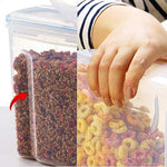 Juego de 2 recipientes herméticos para almacenamiento de alimentos, dispensador de cereales para todos los alimentos secos, juego de recipientes de cereales sin BPA para organización y almacenamiento de despensa (148 onzas)