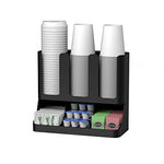 Organizador de 6 compartimentos para condimentos y tazas, Negro, 1