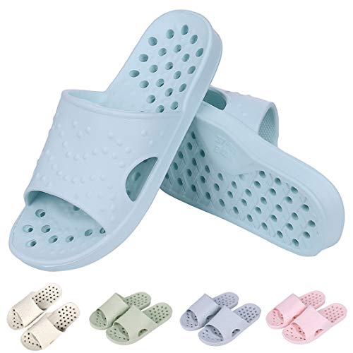 Zapatos de ducha para mujer, de secado rápido, sandalias de playa con agujeros de drenaje, Versión Blue-Update, 13-14 Women/12-13 Men
