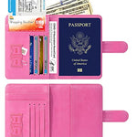 Funda para pasaporte con bloqueo RFID de cuero, accesorios de viaje para mujeres y hombres, Rosado, Pequeño, Cartera Rfid