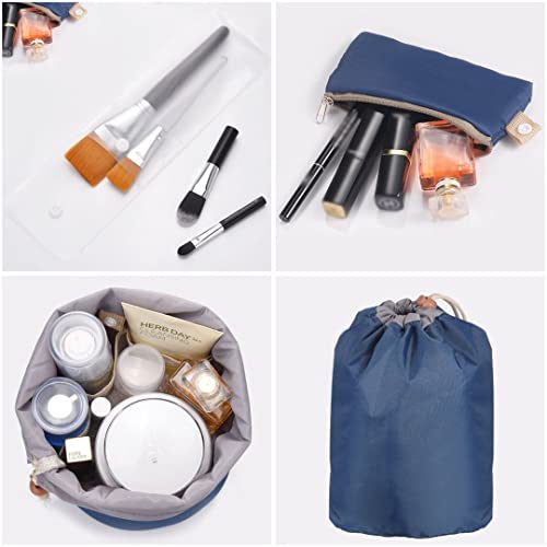 4 piezas en forma de barril bolsas de maquillaje, gran capacidad impermeable viaje portátil moda cordón bolsa de cosméticos