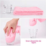 Toalla de Microfibra para Cabello 2 Pack; Secado de Pelo Rápido; Gorro Absorbente de Agua para Mujeres; Turbante Suave de Baño con Botones (Rosa + Azul)
