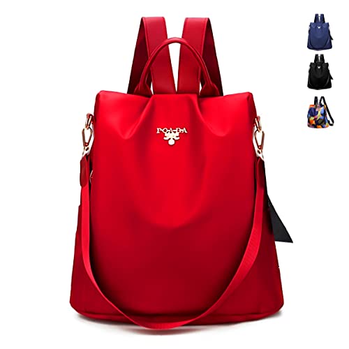 Bolso Mochila Para Mujer Moderna, Bolsa Casual Impermeable, Backpack Antirrobo, Para Hombro y Espalda, Medidas: 31 X 14 X 31cm (Color Rojo)