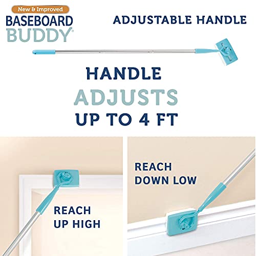 Baseboard Buddy – Herramienta de Limpieza de zócalo y moldeo Incluye 1 compañero de zócalo y 3 Almohadillas para Orejas de Limpieza Reutilizables, como se ve en la televisión