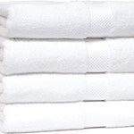 Juego de toallas de baño de 4 piezas, 100% algodón, ultra suave, de secado rápido, altamente absorbente, de alta calidad, color blanco (71.1 x 137.1 cm).