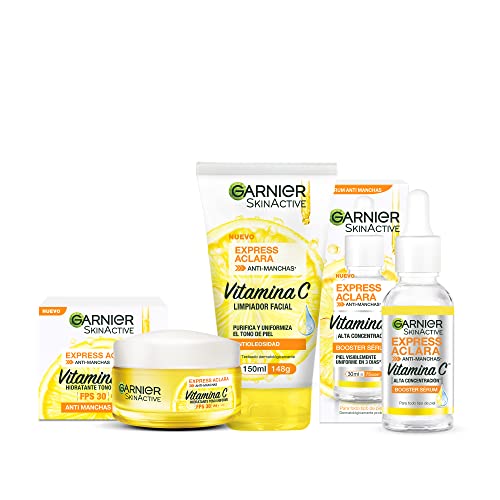 Garnier Skin Active Kit express aclara: serum, crema y gel con vitamina c