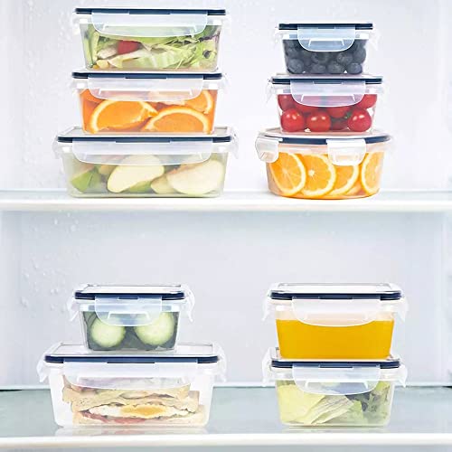 Juego de 16 recipientes herméticos para almacenamiento de alimentos, organización y almacenamiento de cocina, sin BPA, contenedor de plástico transparente con tapas, resistente a frio o calor.