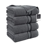 Toallas de baño para adultos, 100 % algodón, extra grandes, juego de 4 toallas de baño, cero giro, secado rápido, altamente absorbentes, calidad de spa de hotel, 88.9 x 167.6 cm, color gris